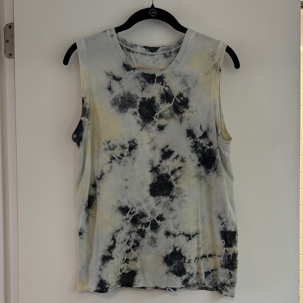 rag & bone Tie-Dye Muscle Tee - Black, White, Yellow